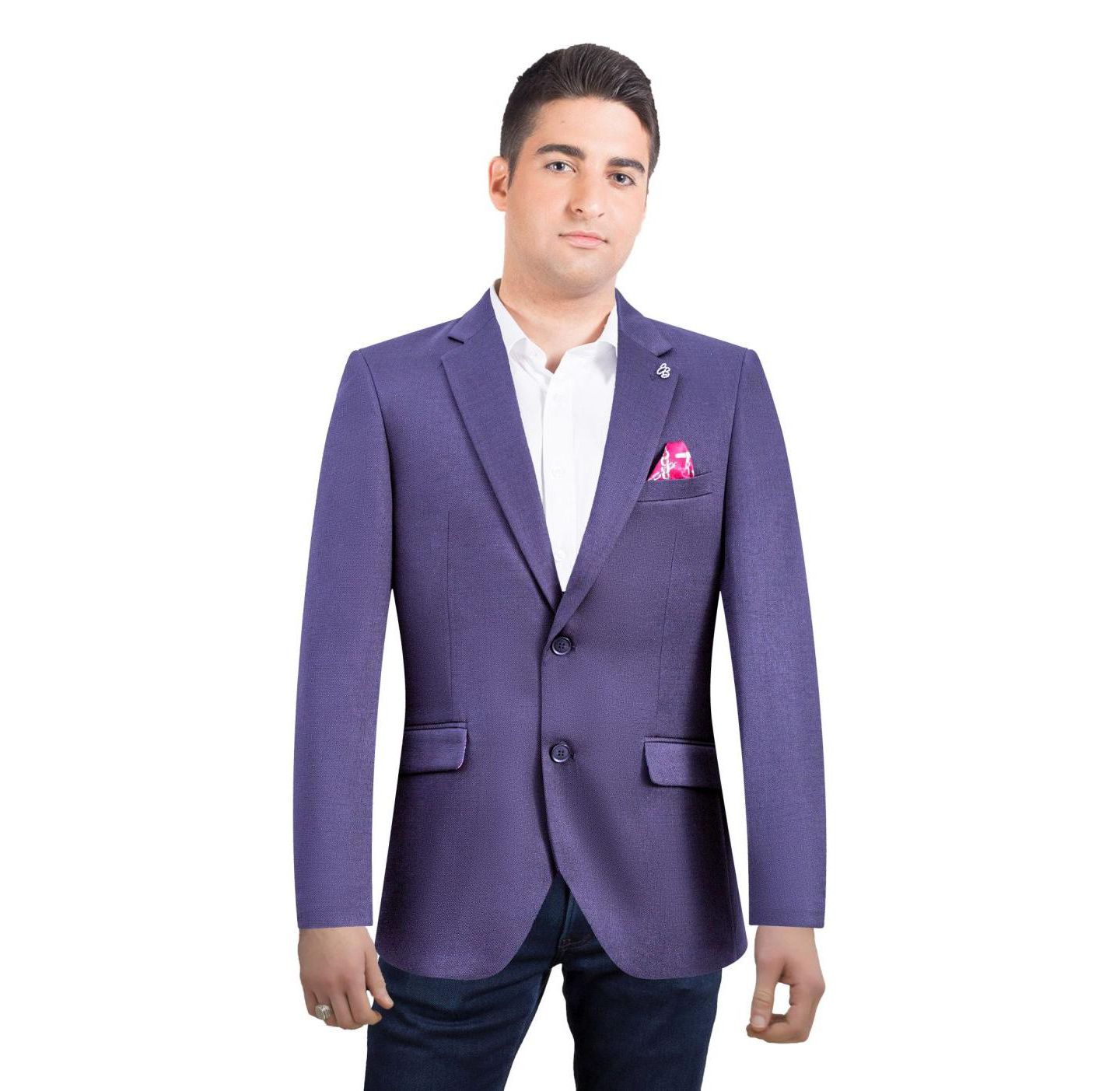 Мужская куртка Elie Balleh Slim Fit Solid Blazer Sports Coat, цвет: Тёмно-синий — фото 1