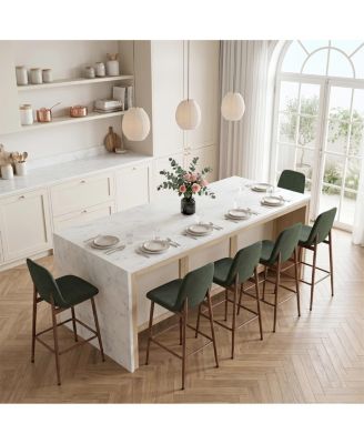 Set of 6 Counter Height Stools with Back Seat, Metal Legs