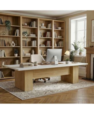 118 Inch Large Dining Table Extra Long Rectangle Table for 8 Person Seating Perfect as Conference Desk and Office Table