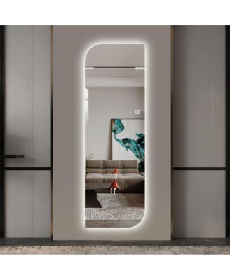 65" x 21" Irregular LED Full Length Wall Mirror with Light, Modern Vanity Mirror for Bedroom and Dressing Room