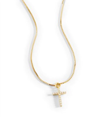Pave Cross Necklace in 18k Gold Plated Sterling Silver