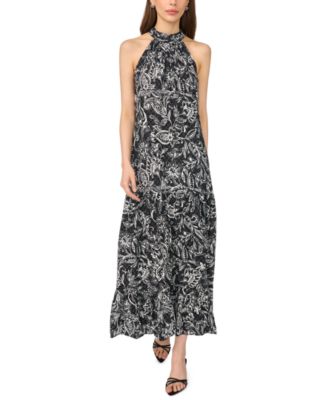 Women's Strapless Halter Neck Tiered Maxi Dress