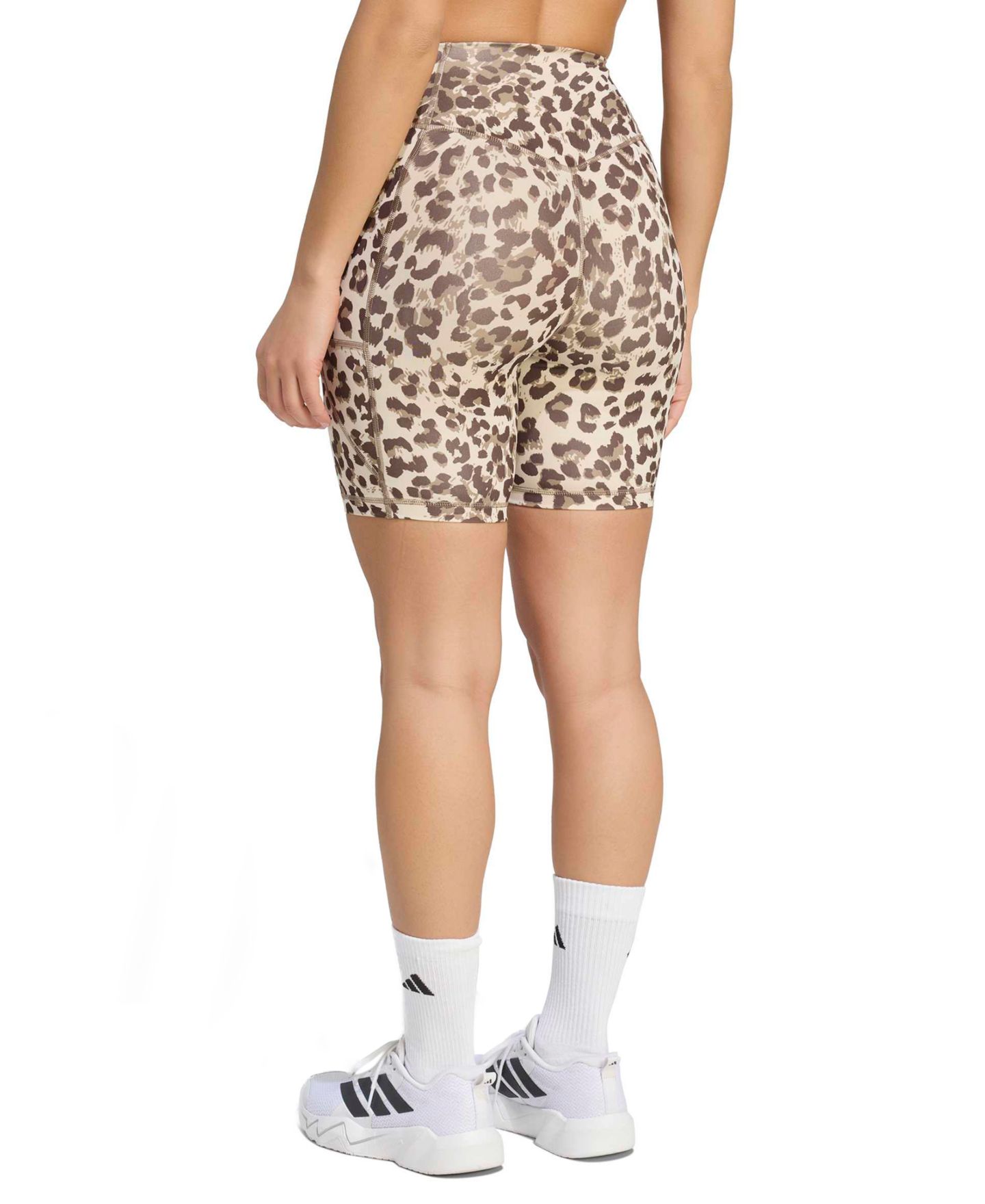 Женские леггинсы adidas Optime Essentials Leopard Print Short, цвет: Льняной / Хаки — фото 5