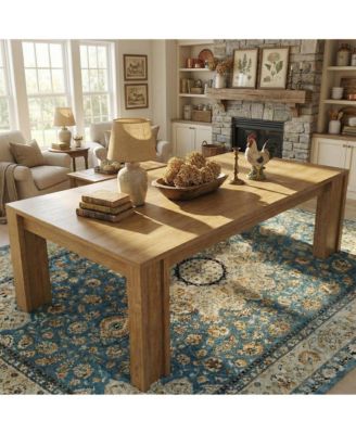 63 Inch Farmhouse Dining Table for 4 to 6, Rectangular Retro Kitchen Table for Living Room