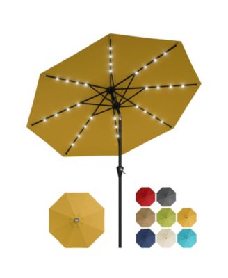 9Feet Solar LED Patio Umbrella, Outdoor Market Umbrella With 8 Durable Ribs, 30degree(s) Dual Tilt & Easy Crank, Perfect For Garden, Balcony & Terrace