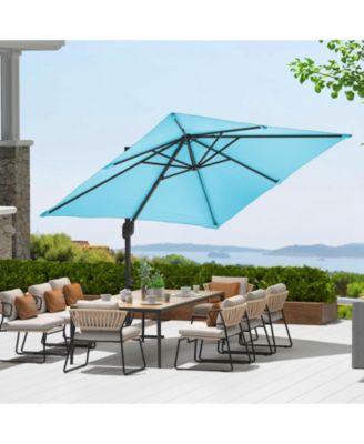 10x10Feet 360degree(s) Rotating Square Cantilever Umbrella, Aluminum Frame, Adjustable Tilt, UV and Wind Resistant, for Pool, Deck and Garden