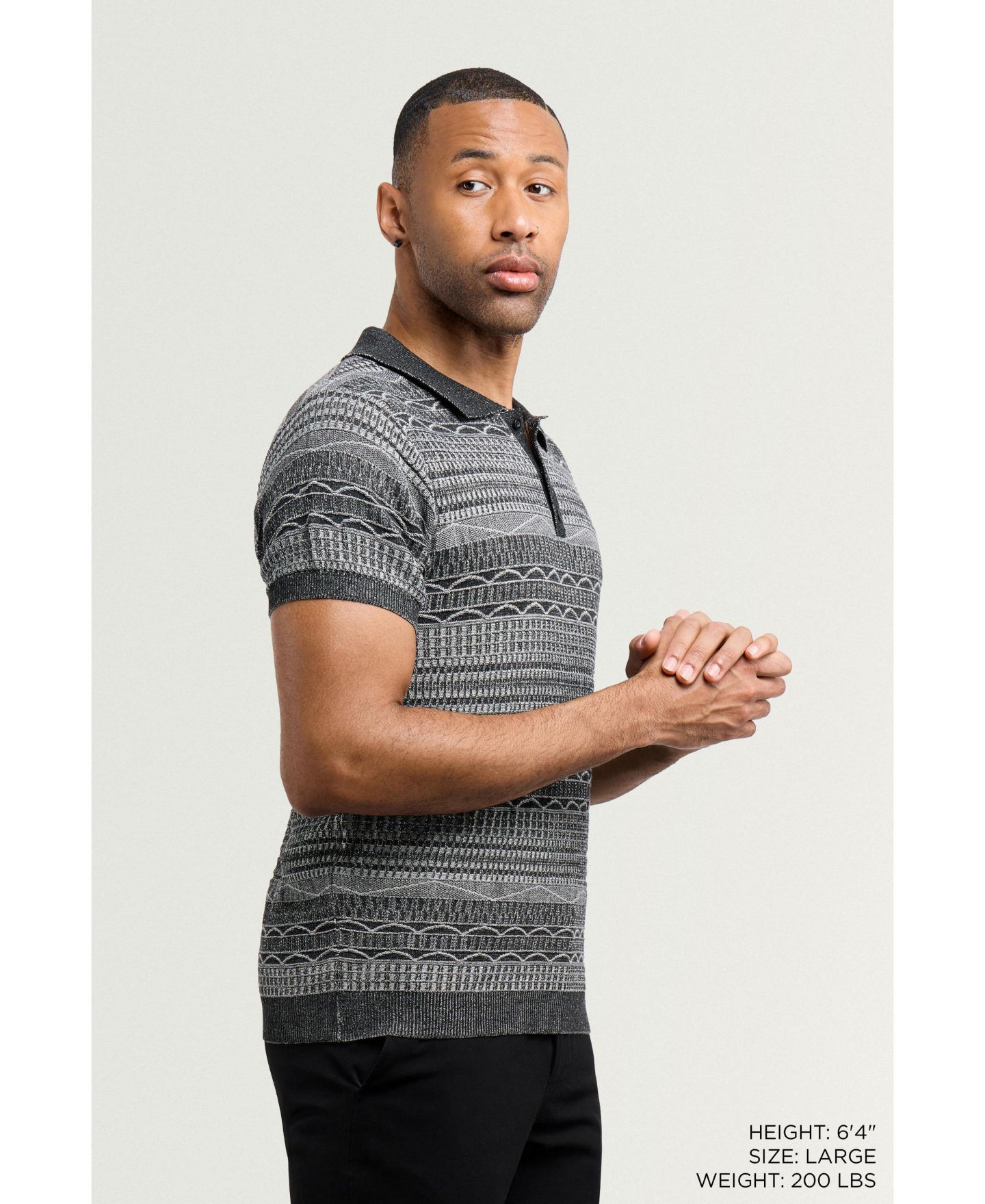 Мужские топы XRAY Allover Jacquard Sweater Polo, цвет: Чёрный — фото 6
