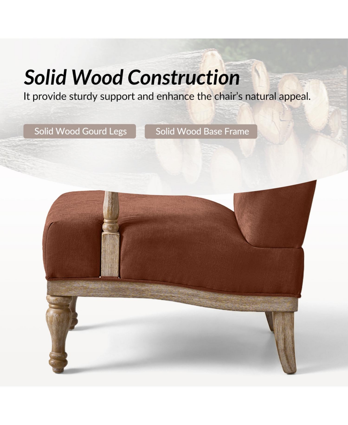 Hulala Home Rift Farmhouse Accent Chair With Solid Wood Armrests