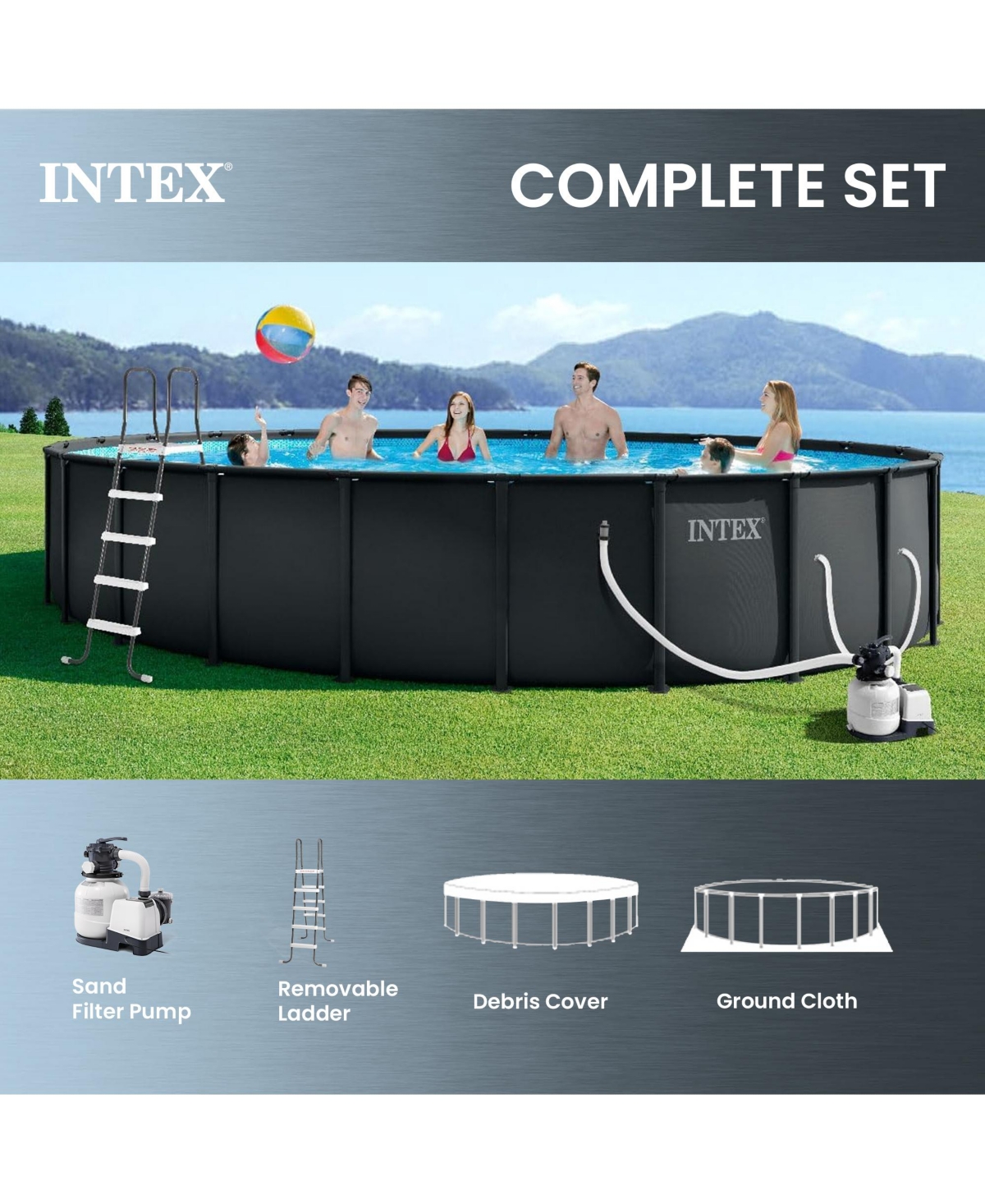 Intex 26339EH 24' x 52" Round Ultra Xtr Frame Swimming Pool Set with Filter Pump