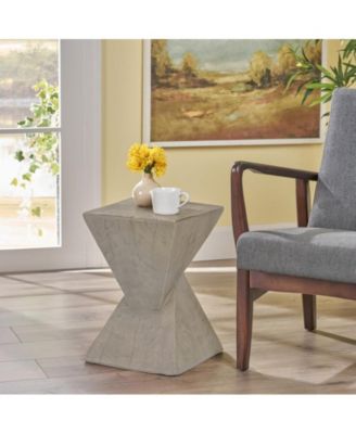 Hourglass Twisted Side Table Hand-Finished Artisanal Accent Table No Assembly Indoor Outdoor