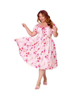 Plus Size Sweetheart Button Front Swing Dress