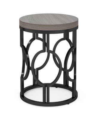 Small Round End Table with Industrial Metal Frame.