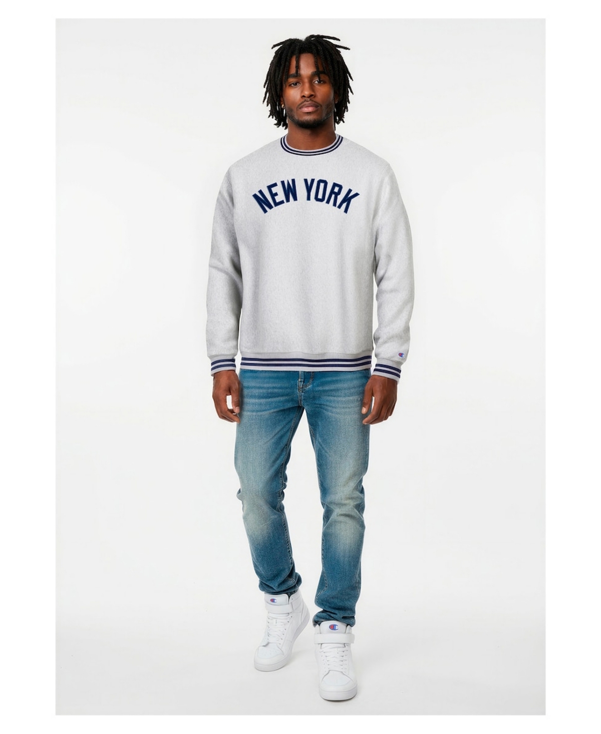 Champion Men's Heather Gray New York Yankees Reverse Weave Sweatshirt