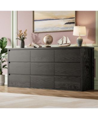 9-Drawer Dresser for Bedroom, Wide Modern Wood Chest, Large Wooden Storage Organizer for Living Room, Hallway, Entryway