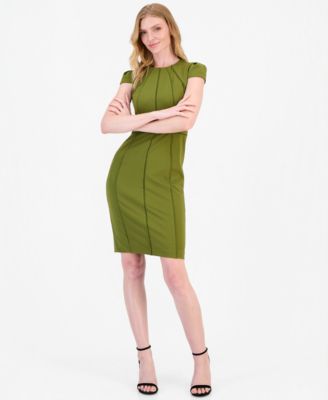 Women's Trim Seam Detail Crewneck Sheath Dress