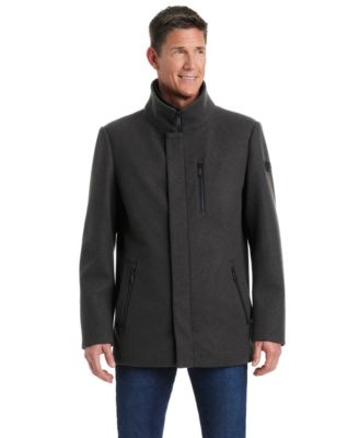 Men's Funnel Neck Wool Blend Car Coat
