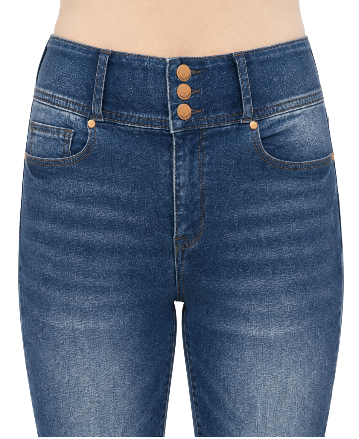 Indigo Poppy Women's Three Button Tummy Tuck High Rise Skinny