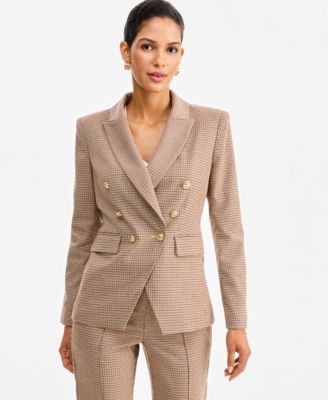 Women's Double-Breasted Houndstooth Blazer