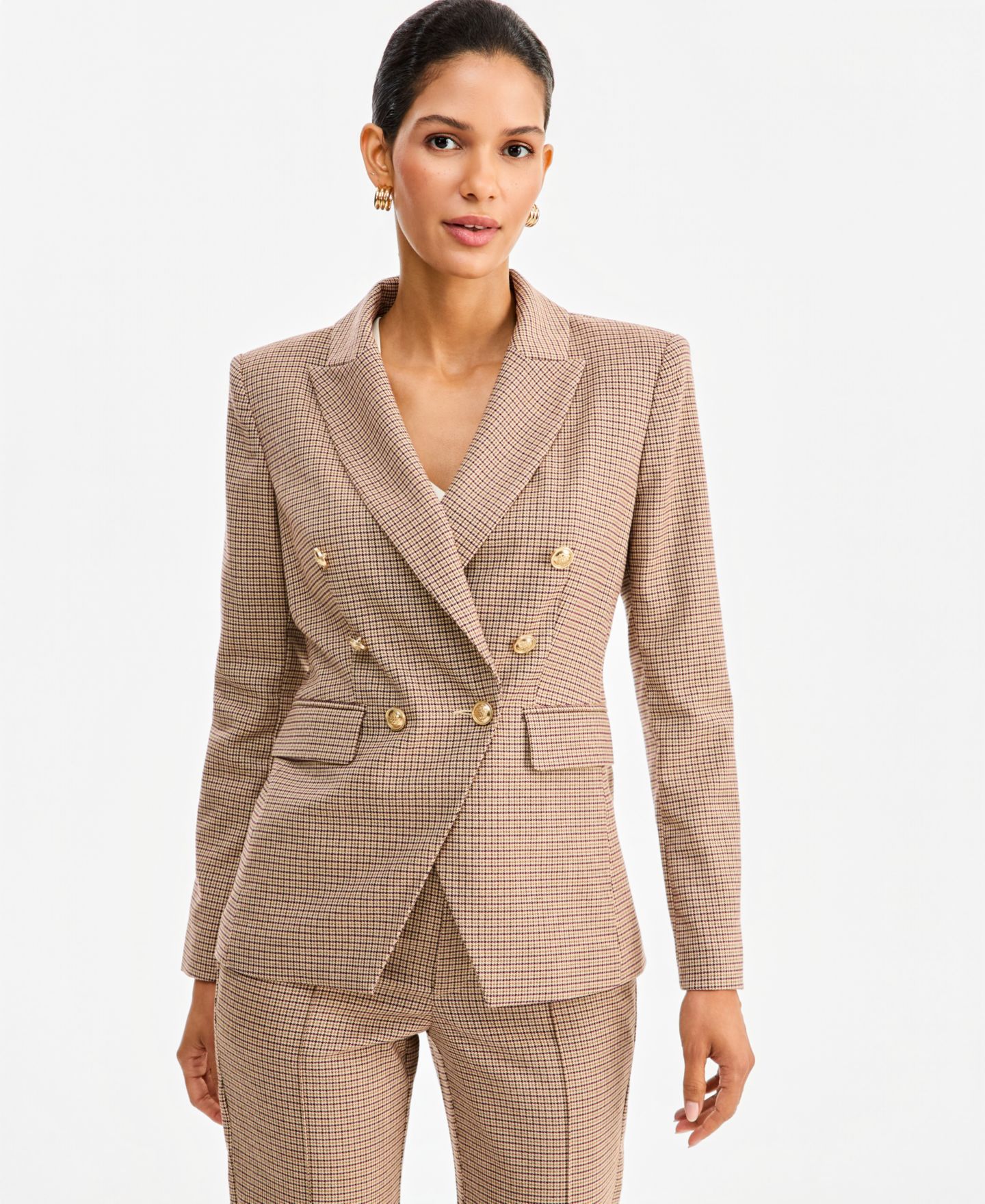 Женский пиджак I.N.C. International Concepts Double-Breasted Houndstooth Blazer, цвет: Гусиная лапка — фото 1