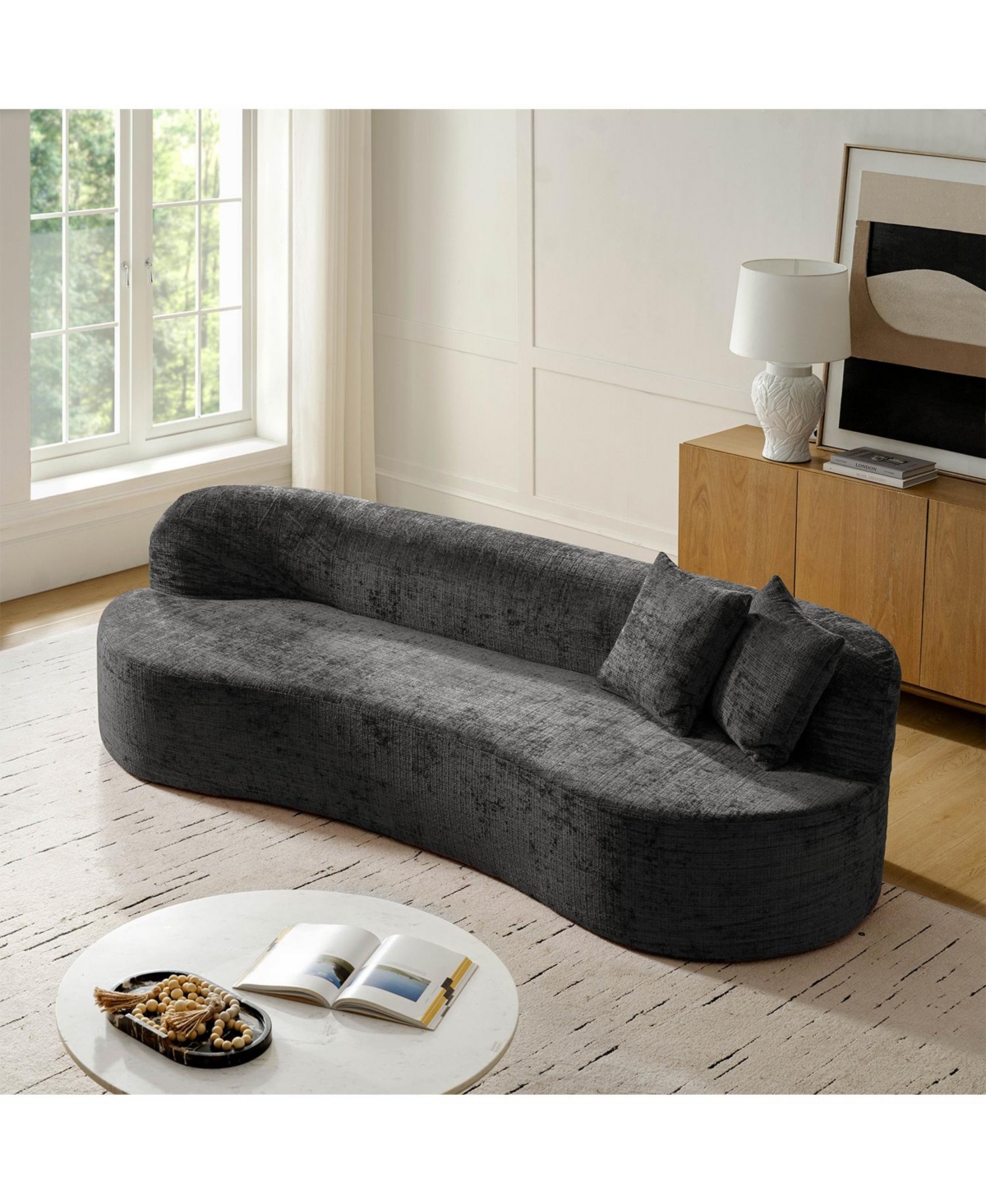 Hulala Home Eliseo 94.5inch W Modern Compression High-Density Foam Sofa with 2 Pillow and No Assembly Needed