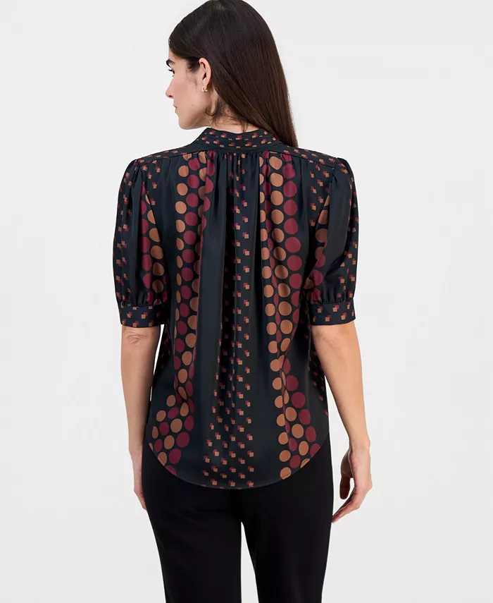 Women's Printed Split-Neck Button-Down Blouse - thumbnail 2