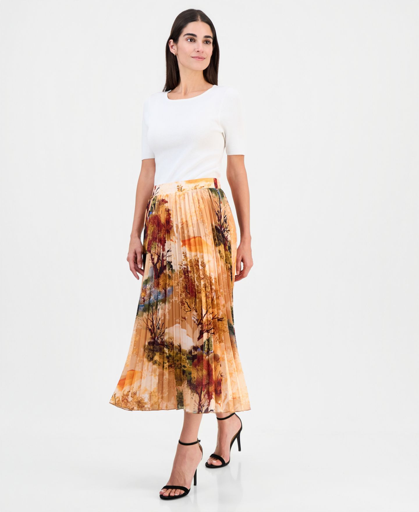 Женская юбка T Tahari Printed Pull-On Pleated, цвет: С принтом — фото 1