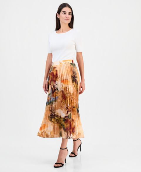 Женская юбка T Tahari Printed Pull-On Pleated, цвет: С принтом