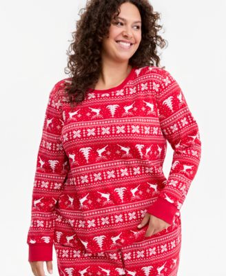 Plus Size Deer Fairisle Cotton Pajama Set