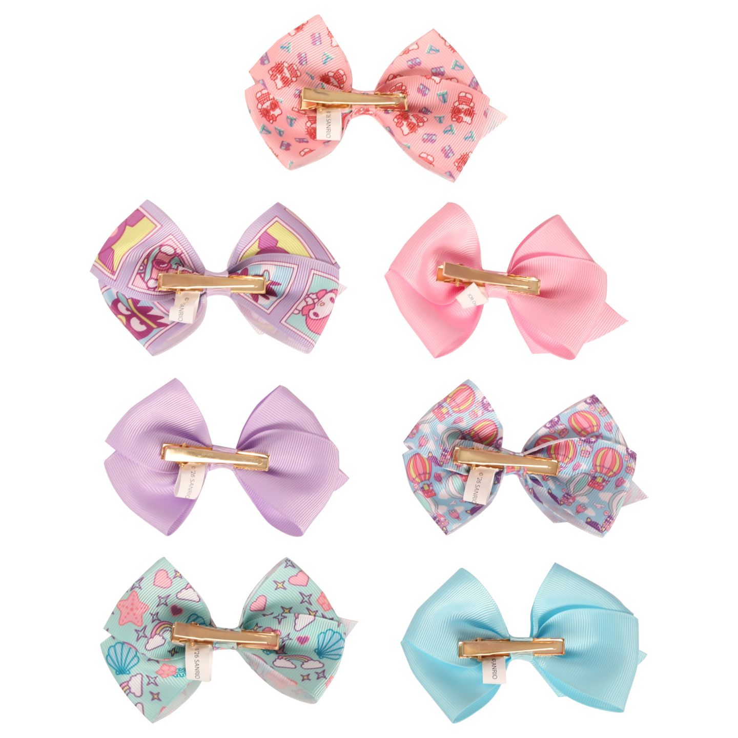 Детские аксессуары для волос Hello Kitty and Friends Bows for Hair 7-Piece Set Official License, Sanrio Hair Accessories with Kuromi and Badtz-Maru, цвет: Разноцветный — фото 5