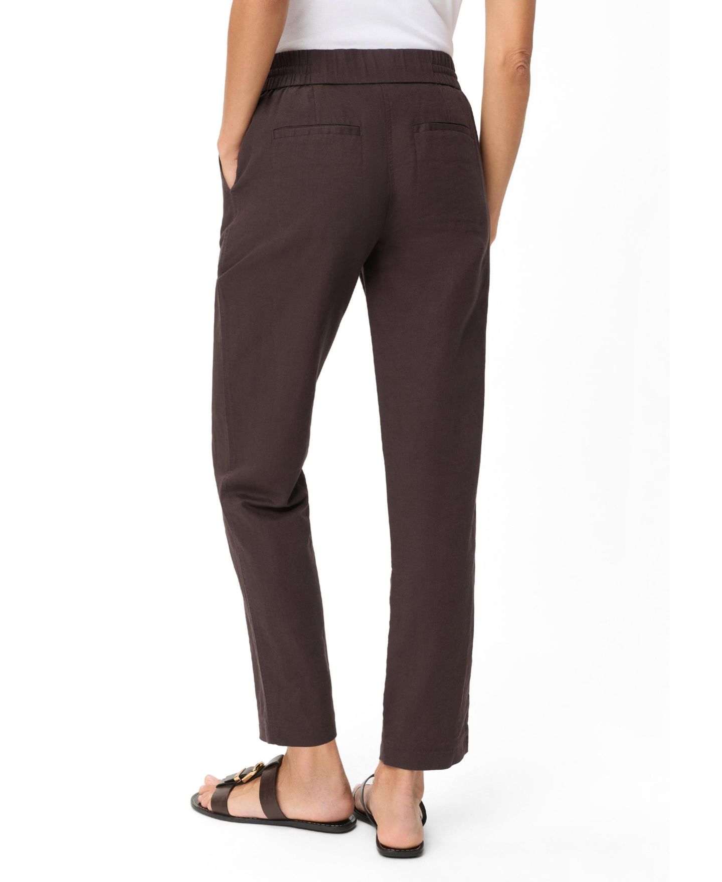 Женские брюки Olsen Cotton-Linen Blend Cropped, цвет: Тёмный коричневый — фото 2