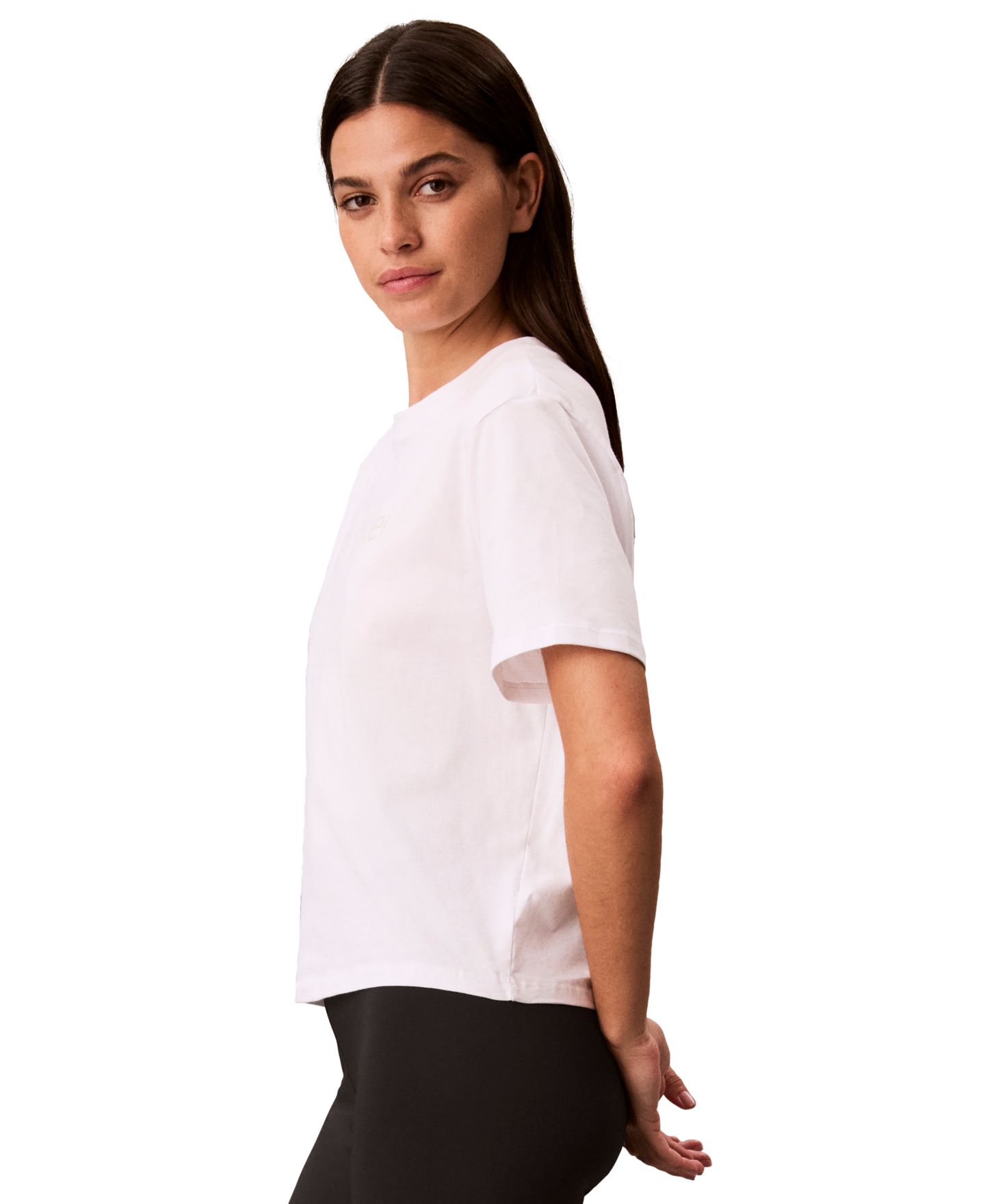 Женская футболка Calvin Klein Performance Double Logo High Hip, цвет: Яркий белый — фото 3