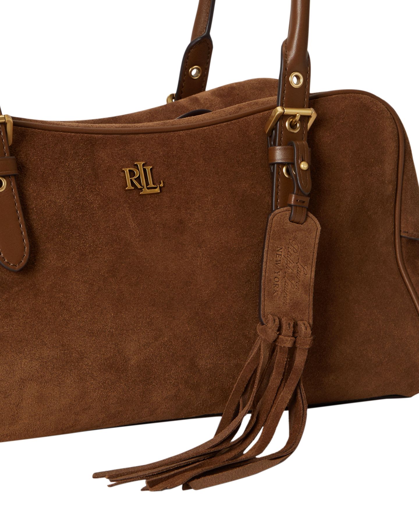 Женская сумка Lauren Ralph Lauren Marcy Suede Large Satchel, цвет: Светлый табачный — фото 6