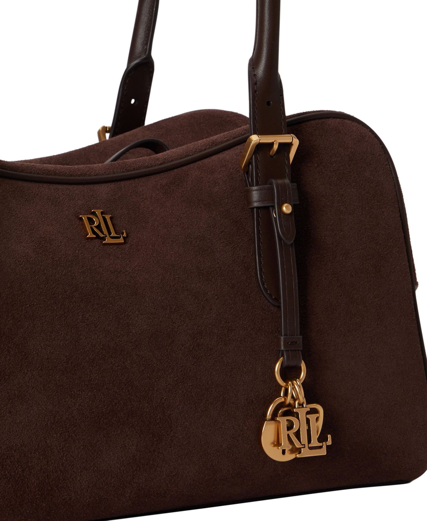 Женская сумка Lauren Ralph Lauren Marcy Zipper Suede Charms Large Satchel, цвет: Каштановый коричневый — фото 5