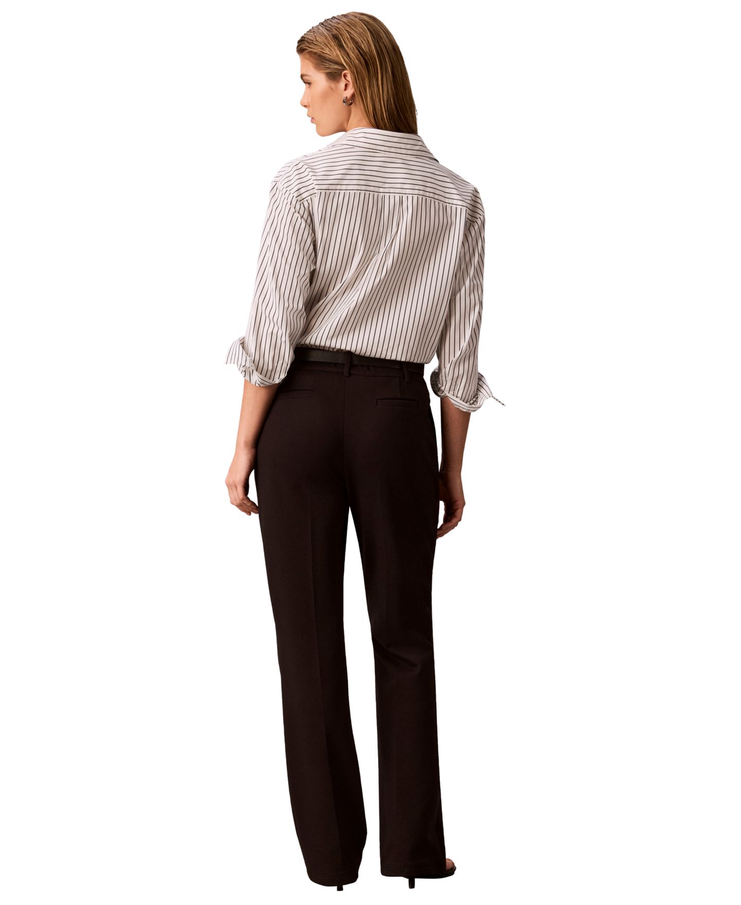 Женские брюки Calvin Klein Hi Twist Compression High-Rise Bootcut, цвет: Чёрный — фото 5