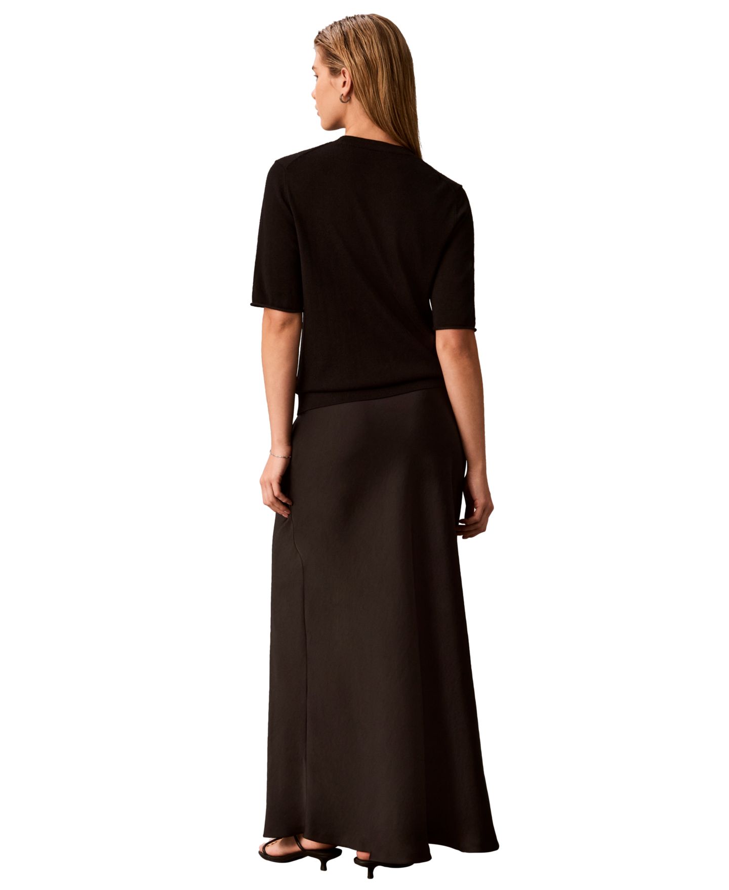 Женская юбка Calvin Klein Double Faced Satin Bias-Cut Maxi, цвет: Чёрный — фото 5
