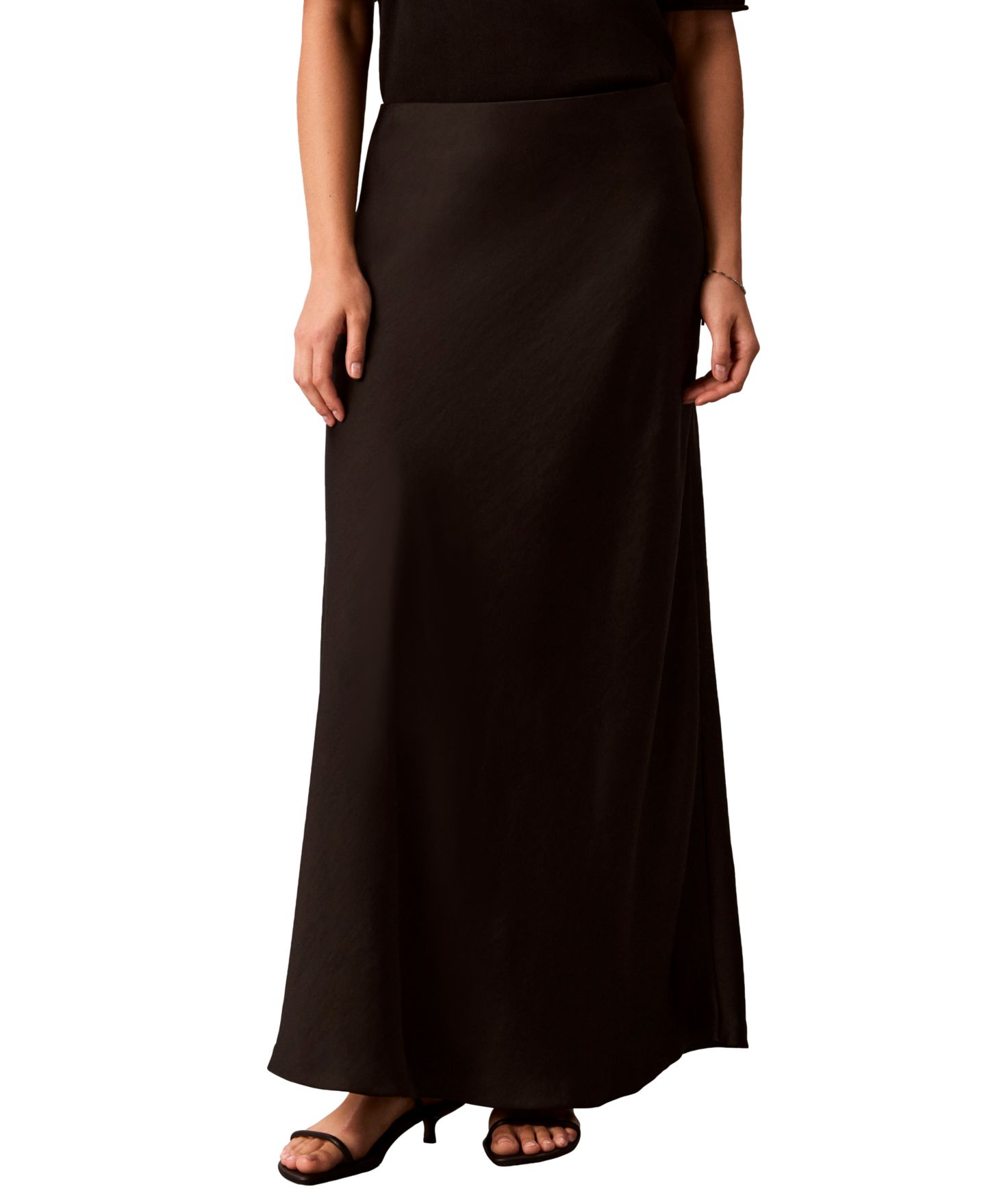 Женская юбка Calvin Klein Double Faced Satin Bias-Cut Maxi, цвет: Чёрный — фото 1