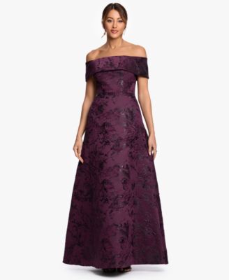 Women's Off-The-Shoulder Brocade Print Ball Gown