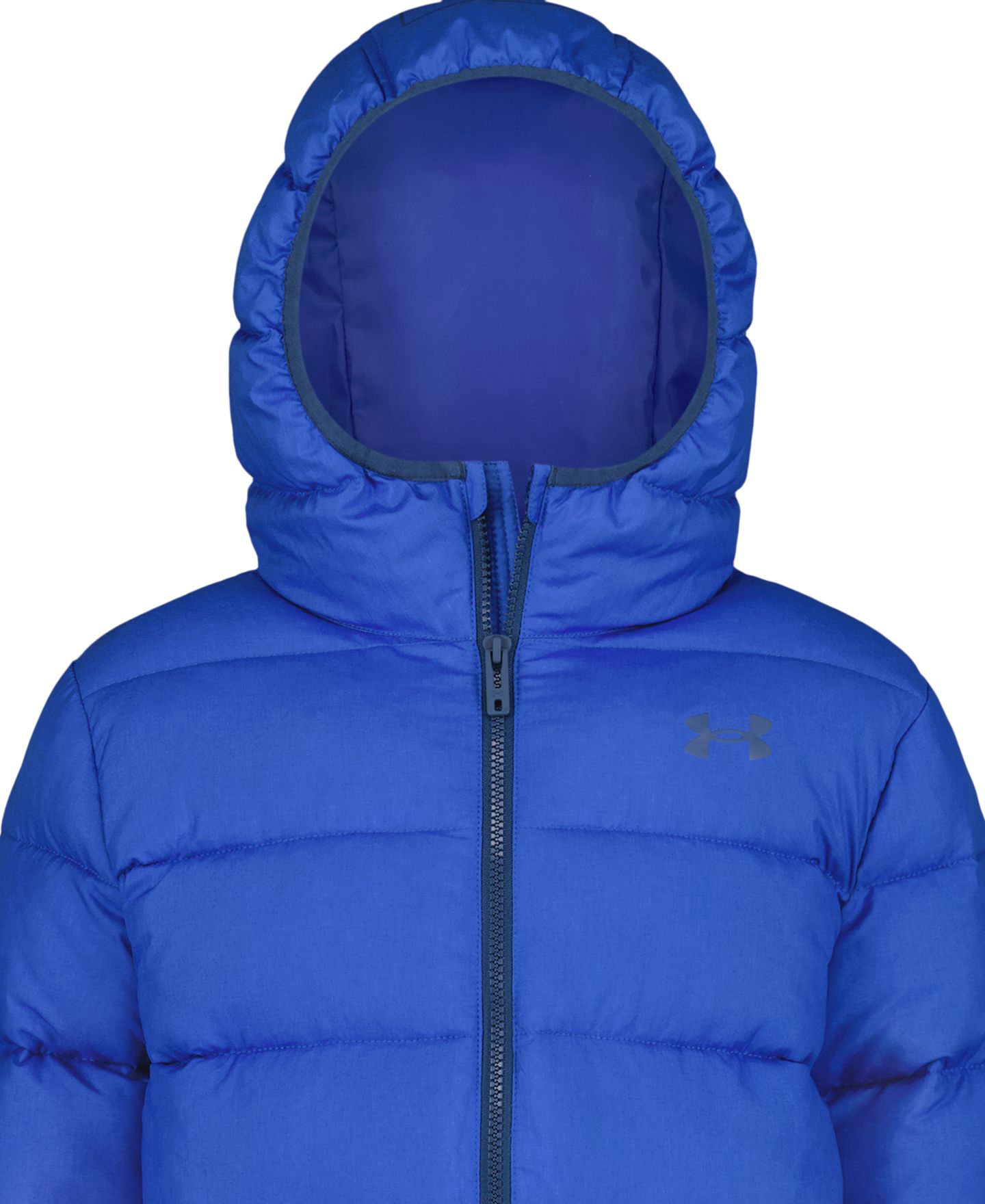 Куртка Under Armour Solid Blue Logo Full-Zip Puffer Hooded Jacket для мальчиков, цвет: Синий — фото 5