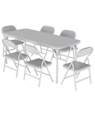 7 Piece Folding Kids Table and Chairs Set, Children's Activity Table and Chairs Set