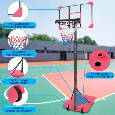 Portable Basketball Goal System with Stable Base and Wheels, use for Indoor Outdoor teenagers youth height adjustable 5.6 to 7ft Basketball Hoop