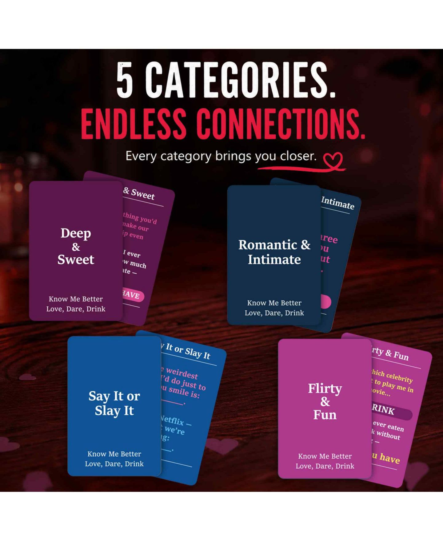 Детская карточная игра Quokka Couples Card Game Collection - Date Night Conversation Starters, Dares and Playful Challenges for Two, цвет: Love Drink — фото 5