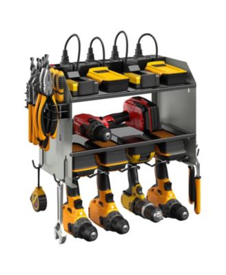 Power Tool Organizer Wall Mount Charging Station 8 Outlet Heavy Duty Rack Holder Gift