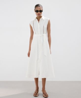 Women's Bow Linen Shirt Dress