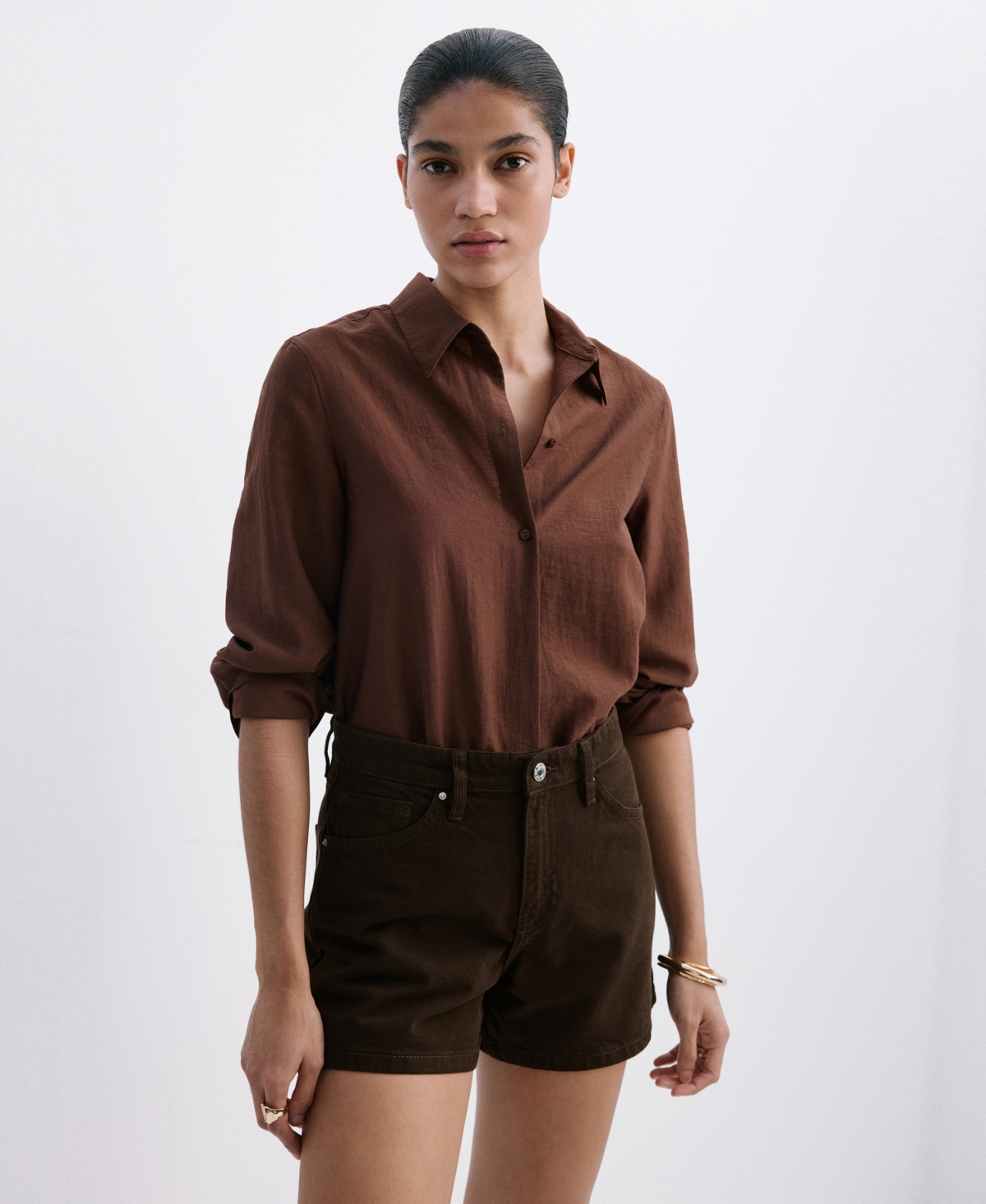 Mango Women's Straight-Fit Denim Shorts