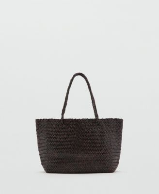 Women's Woven Leather Shopper Bag