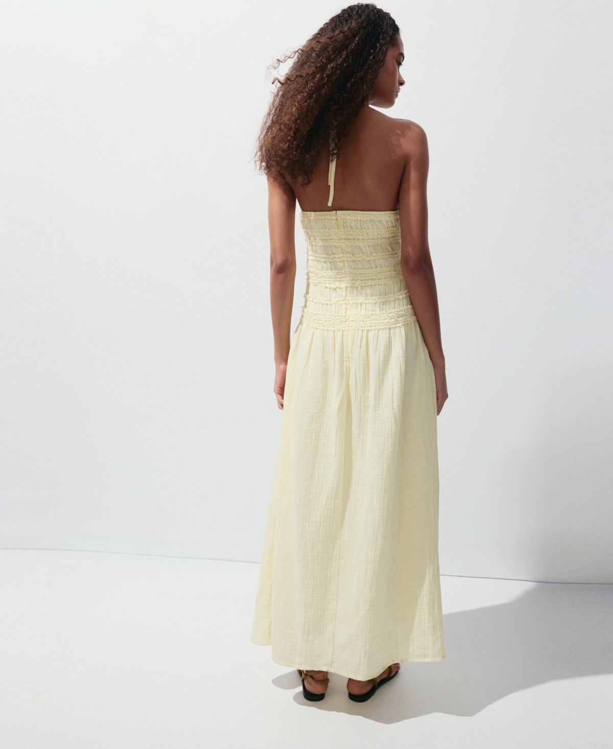 Mango Women's Shirred Crinkle Halter-Neck Dress