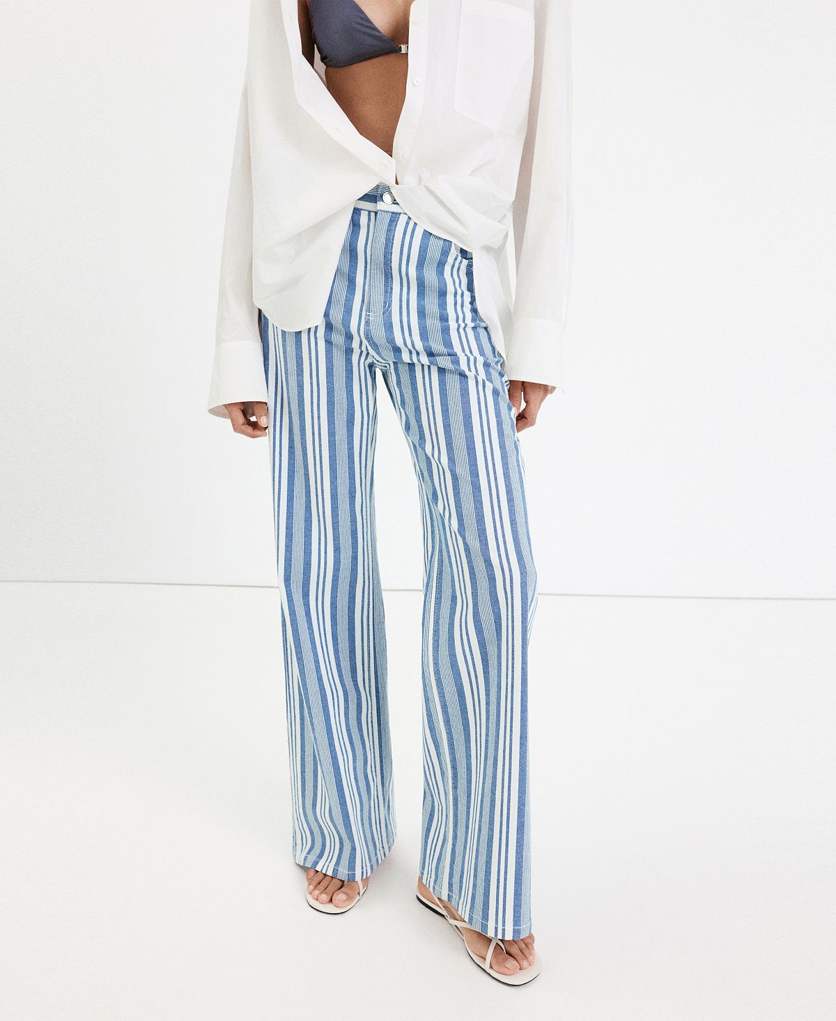 Mango Women's Straight Striped Jeans view 4 — MAYCSS fashion products