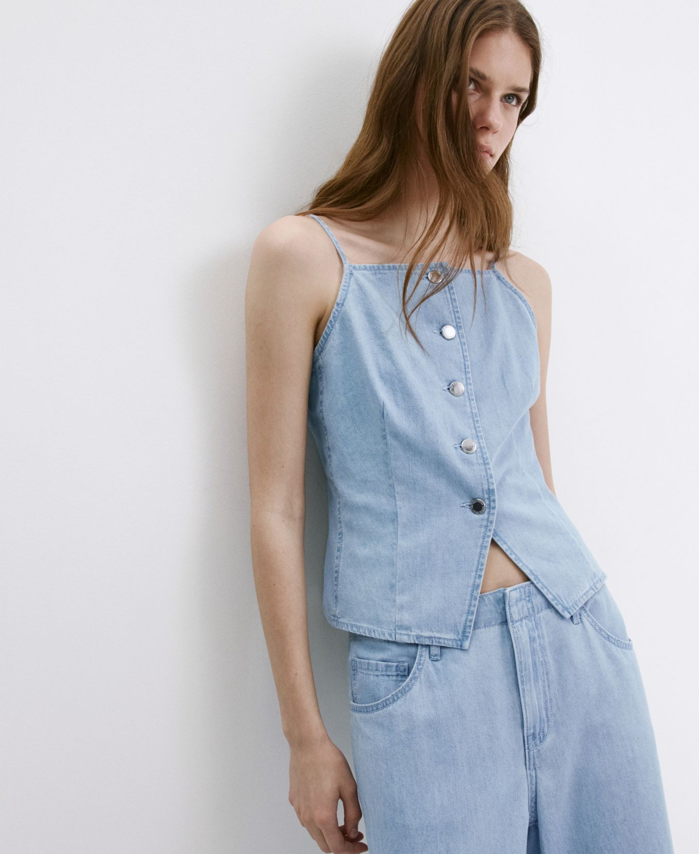 Женские джинсы Mango Wide Leg Mid-Rise, цвет: Светлый синий — фото 4