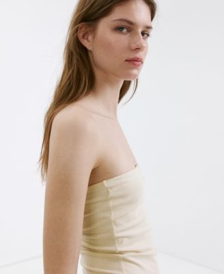 mango strapless embroidered dress MANGO - Midi Dress with lace embroidery Black