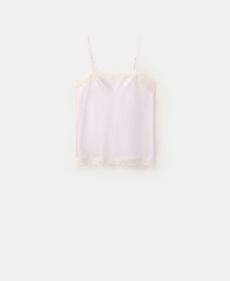 Women's Lace Detail Satin Top